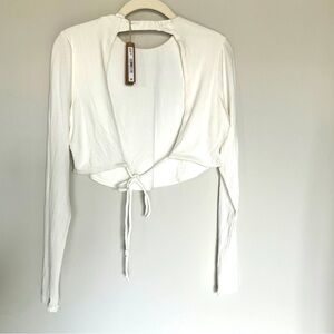 SKIMS Soft Lounge Open Back Super Crop Top Womens 3X Marble